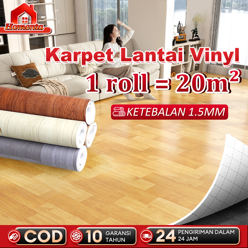 Homenta karpet vinyl lantai vinyl lantai karpet lantai vinyl tebal dan empuk 2x5m/10m/25m  Anti Slip Tahan Air Cocok untuk berbagai skenario rumah rumah pabrik