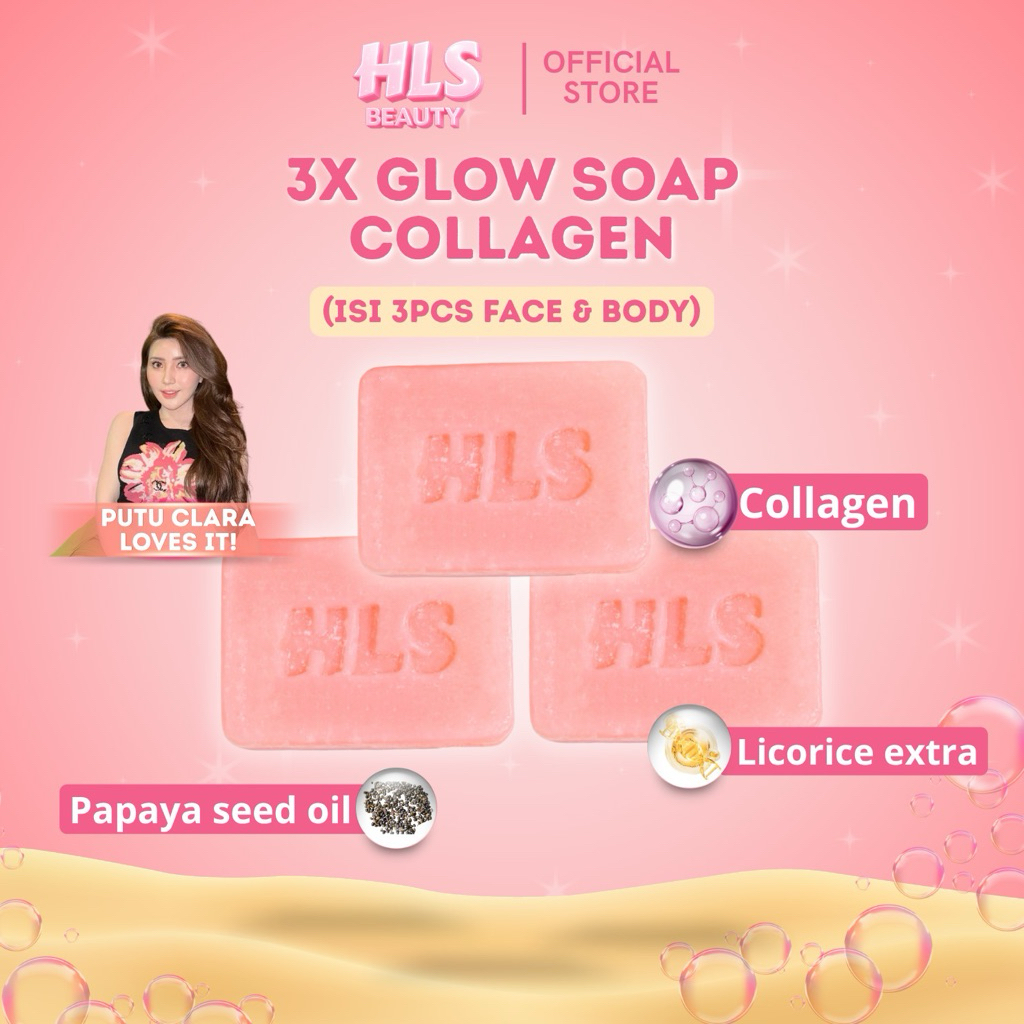 Paket 3x Glow Soap Collagen (Sabun Pemutih, Sabun Collagen, Sabun Bekas Luka, Jerawat Punggung) Heloise Beauty