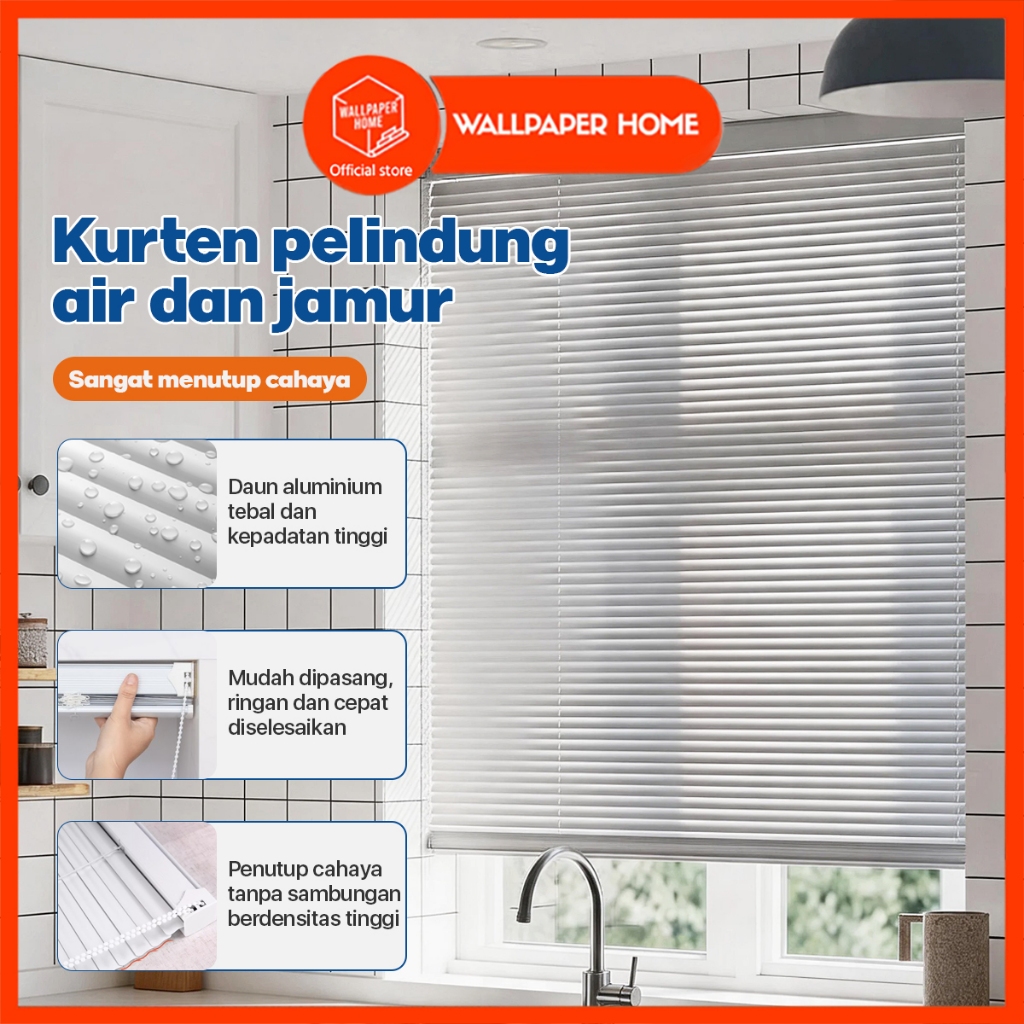 WALLPAPER HOME OFFICIAL STORE - Venetian Blind Sharp Point Kosei Teduh Kerai PVC / Horizontal Blind Aestethic / Tirai Jendela PVC Venetian Blinds Deluxe Slat Slimline Tirai Krey Modern