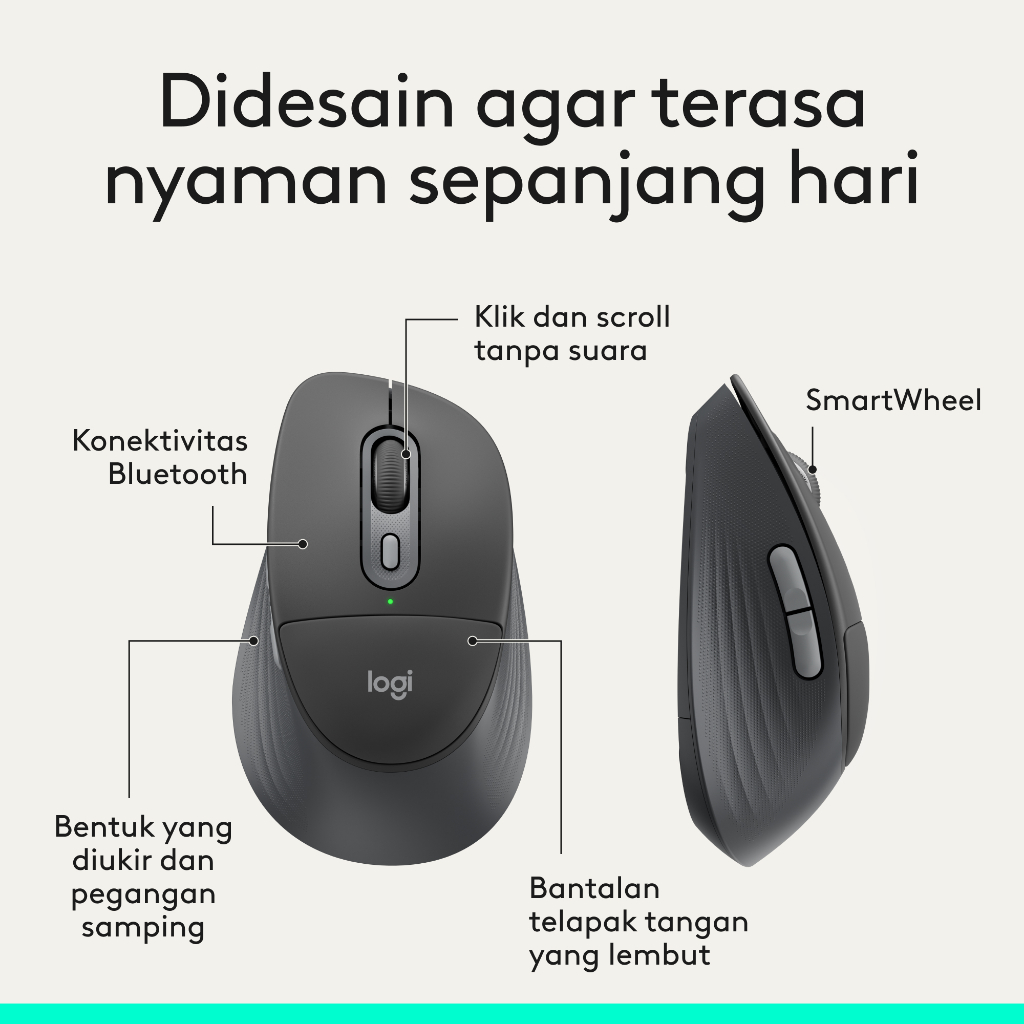 Logitech Signature Comfort Plus Combo MK880 Wireless Keyboard and Mouse Combo, Keyboard Nyaman Ukuran Penuh dengan Sandaran Telapak Tangan, Klik Senya (8)