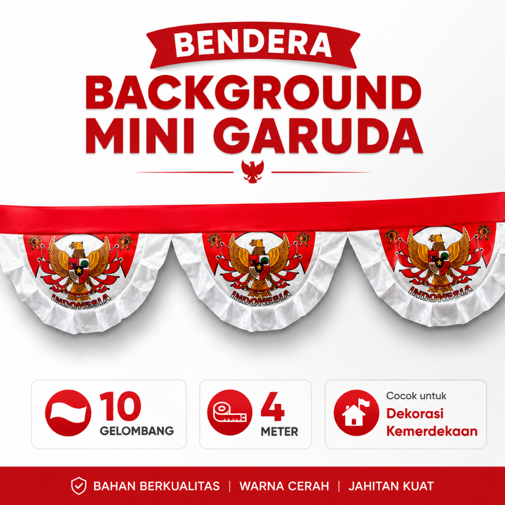 Background Garuda Merah Putih 10 Gelombang Dekorasi Kemerdekaan 17 Agustus