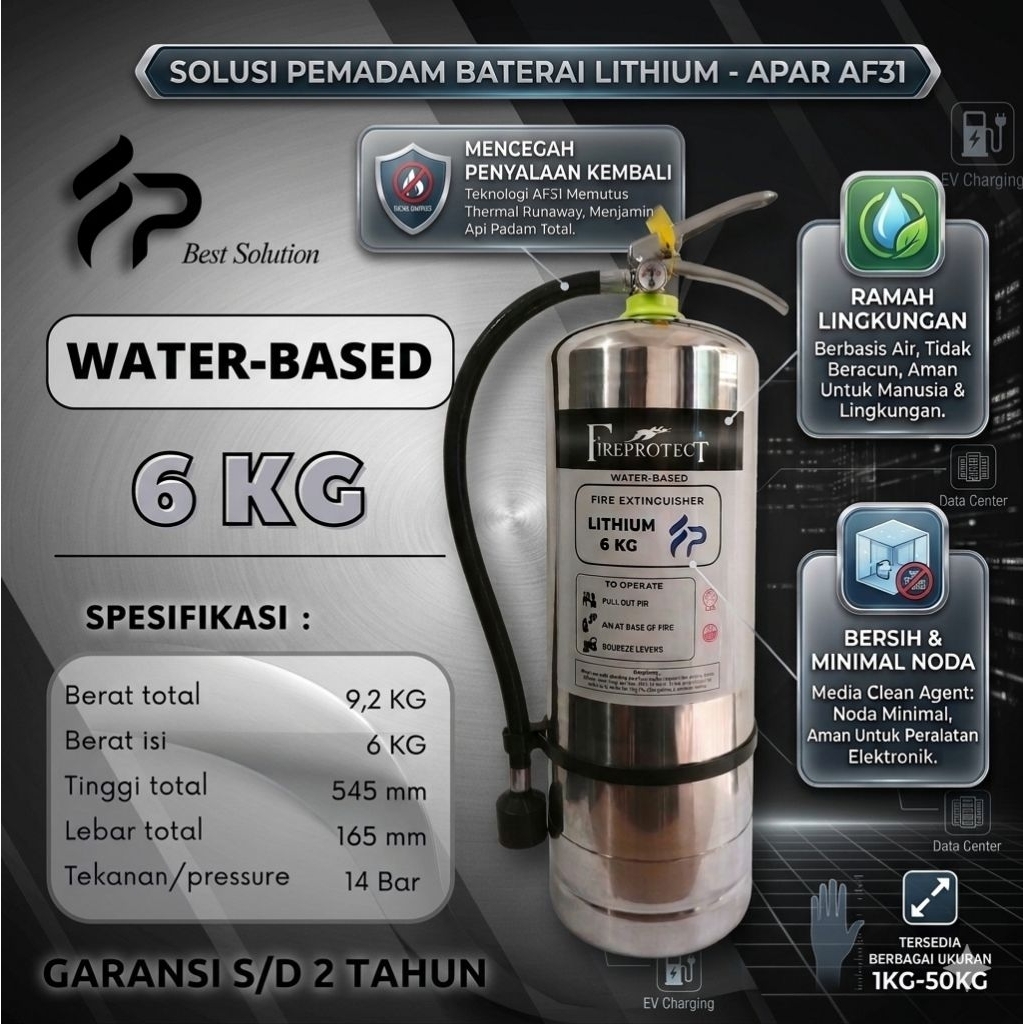 Jual Apar Lithium 6kg - water based af31 garansi 2 tahun FIRE PROTECT ...