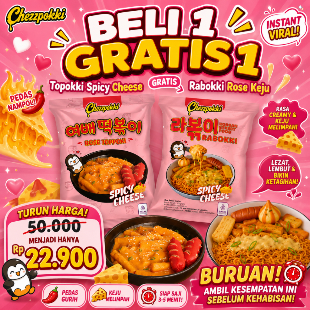 Jual Beli 1 Gratis 1 Rabokki Korea CHEZZPOKKI | Tteokbokki Spicy Cheese ...