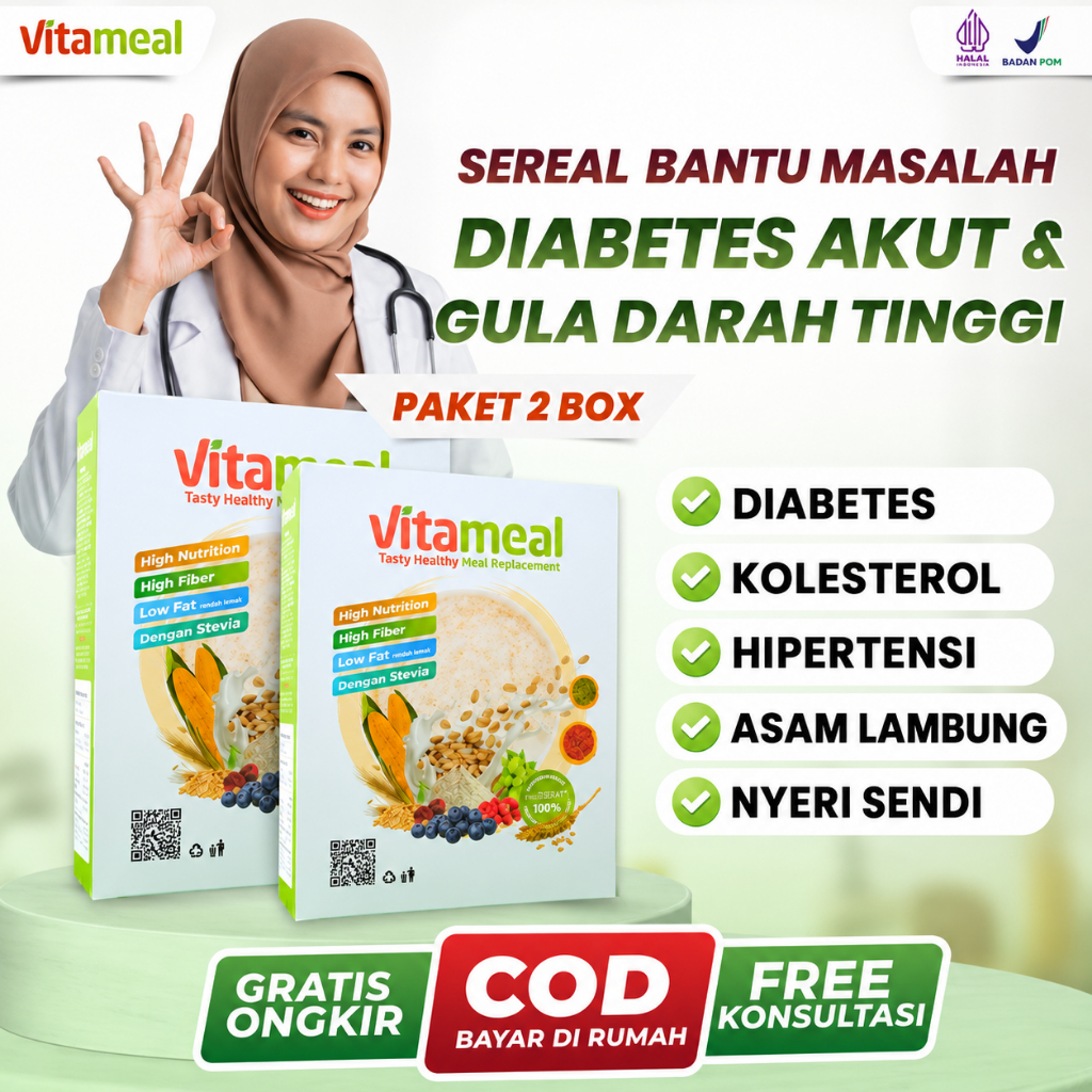 ORIGINAL VITAMEAL 2 BOX Diabetes Gula Darah Asli 100% Hipertensi Official Store GLUKOSA TURUN