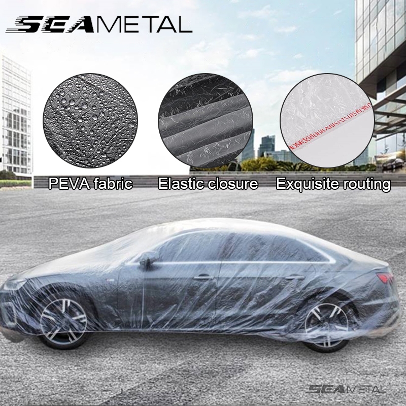 SEAMETAL Cover Mobil Transparan Anti Air Debu PEVA Lembut Tidak Merusak Cat Universal Sedan SUV