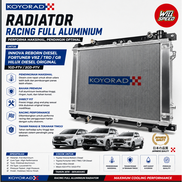 Jual RADIATOR KOYORAD RACING FULL ALUMUNIUM UNTUK INNOVA REBORN DIESEL ...