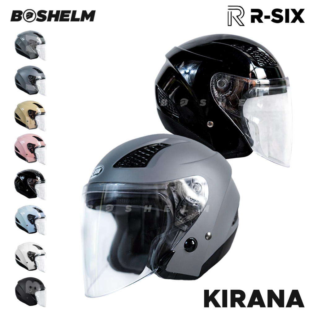 Jual BOSHELM Helm R-SIX KIRANA Helm Half Face SNI Helm Wanita Helm Pria ...