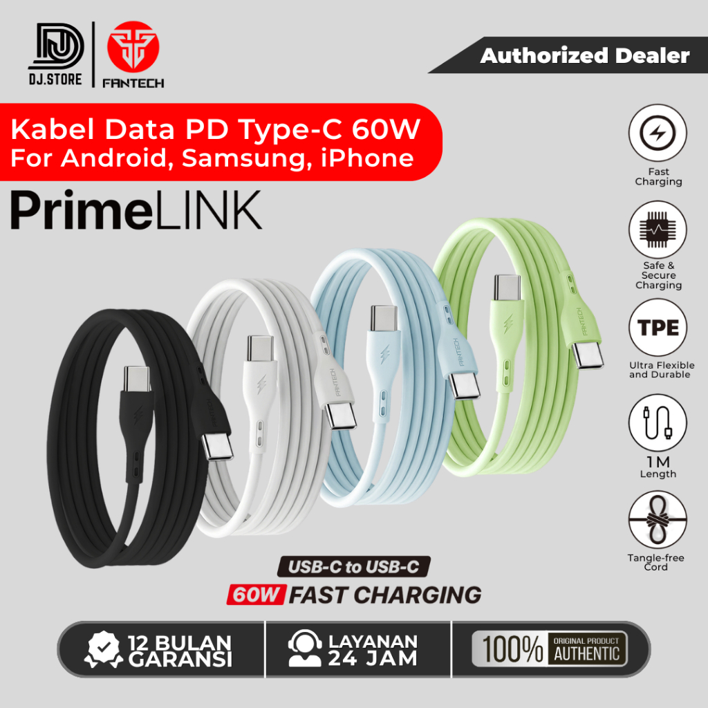 Jual Fantech Kabel Type C to Type C 60W PrimeLink PL102CC Fast Charging ...