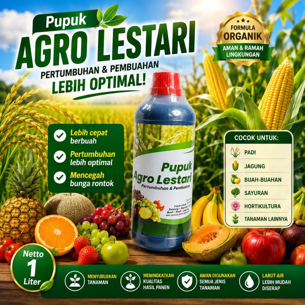 Pupuk Cair Organik - Pupuk Pertumbuhan dan Pembuahan Pelebat Buah - Pupuk Agro Lestari Kemasan 1 Ltr