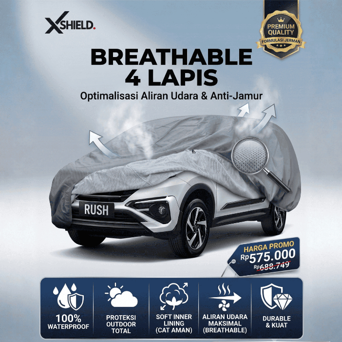 4 Lapis Body Cover Mobil New Rush Outdoor Sarung Mobil Rush konde terios Tahan Air Waterproof - FREE TAS