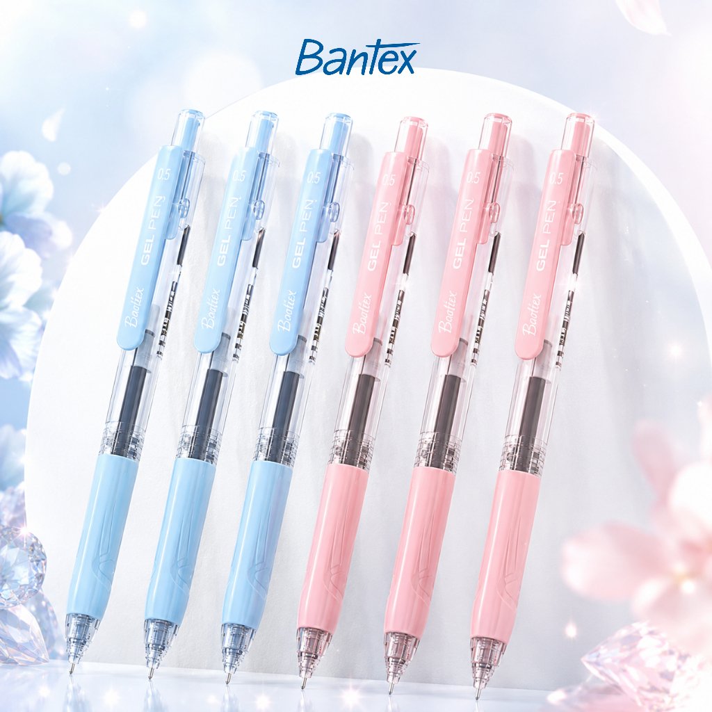 Bantex Gel Pen 0.5 mm / Pulpen Sekolah Tinta Anti Macet Cepat Kering Soft Grip Pastel BG1103