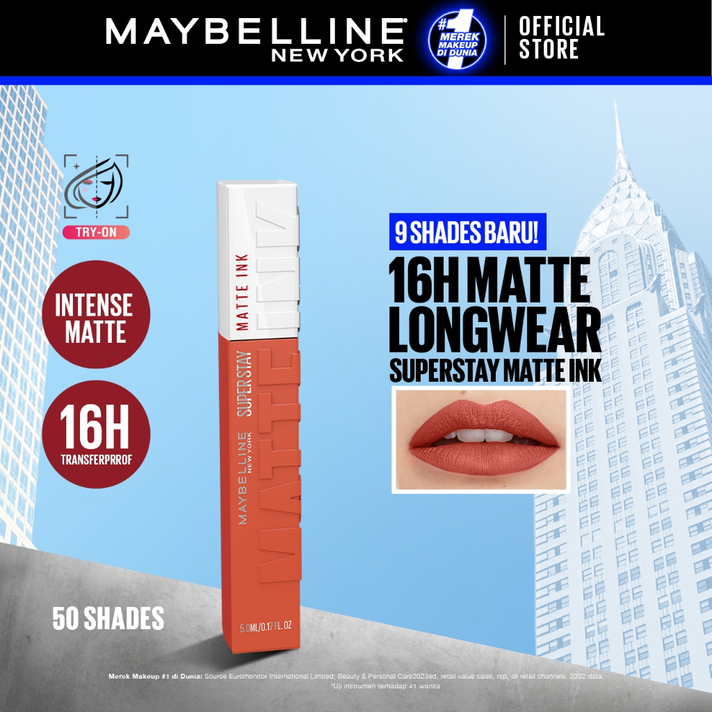 [SHOPEE BEAUTY AWARDS - BEST LIP MAKEUP] MAYBELLINE OFFICIAL Superstay Matte Ink Liquid Long Lasting Waterproof Matte Lipstick Lipcream Make Up Transferproof Tahan 16 Jam Vinyl Ink Lipstik Lip Gloss Liptin
