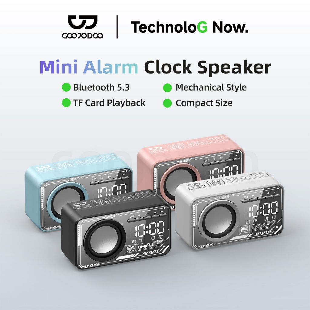 Jual GOOJODOQ Portable Mini Wireless Alarm Clock Speaker Dual Alarms ...
