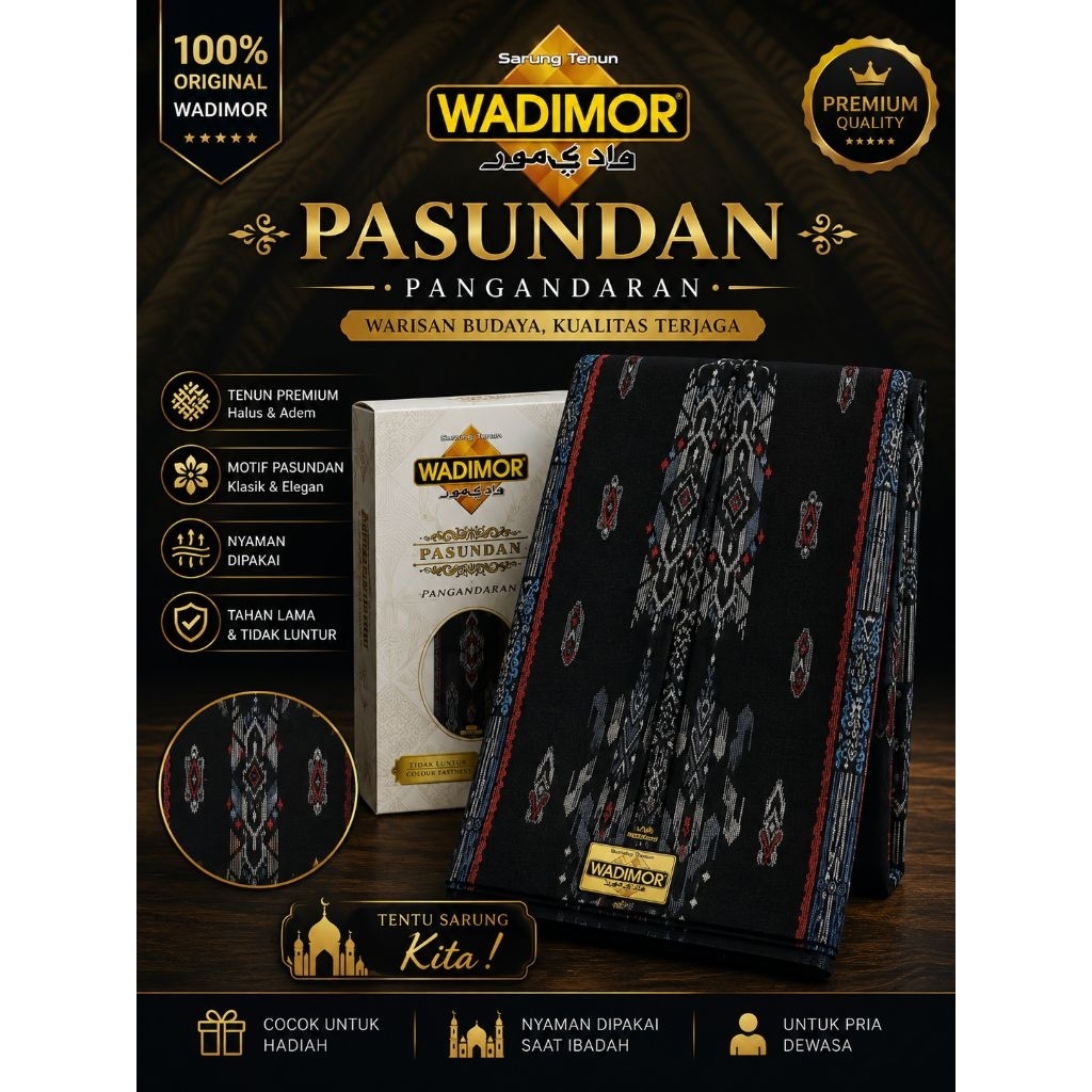 Wadimor Sarung Tenun GUNUNGAN MULTI COLOUR GSV GJB GVA Hitam motif BHS Terbaru