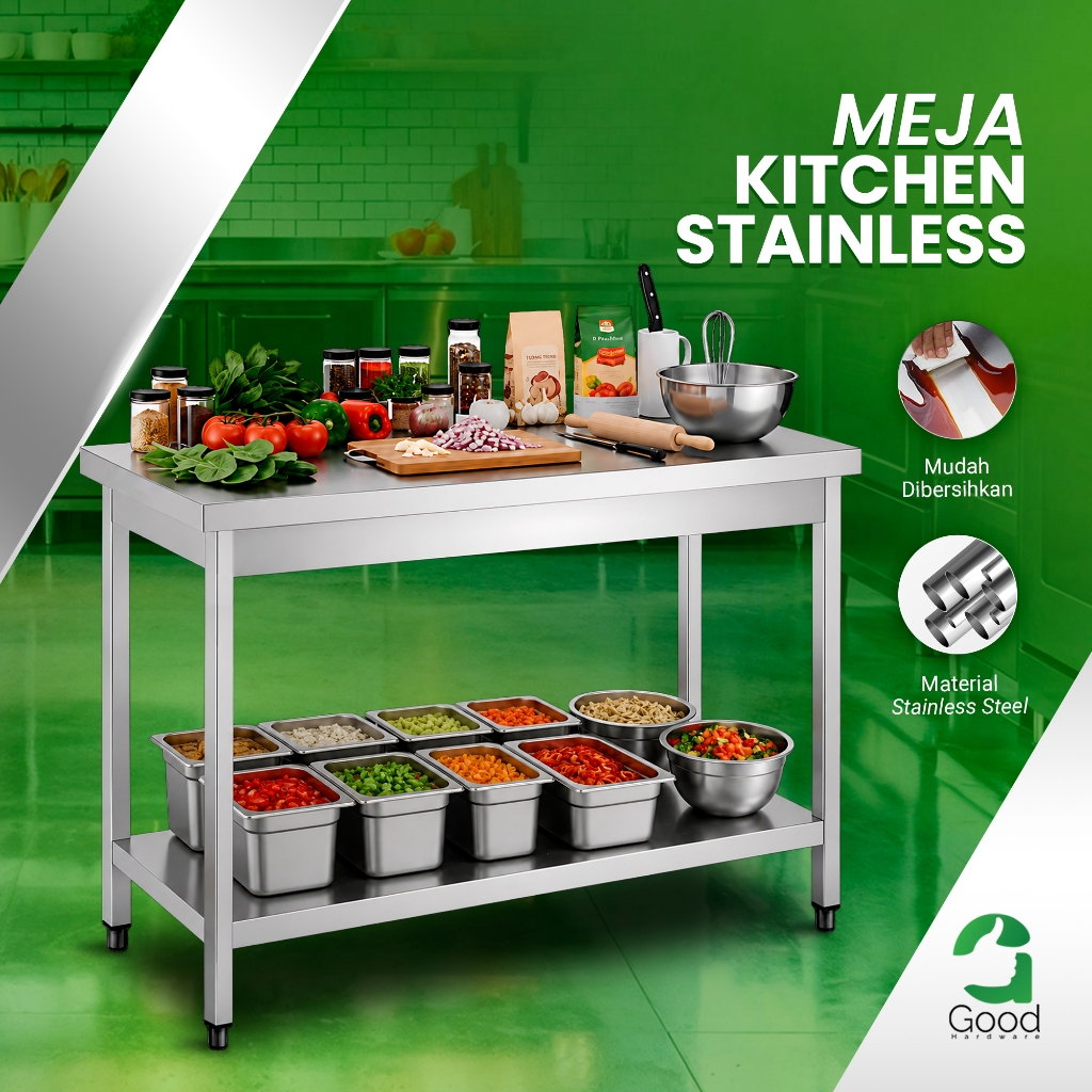 Jual Meja Kerja Dapur Stainless Steel 2 Tingkat Meja Kompor Working ...