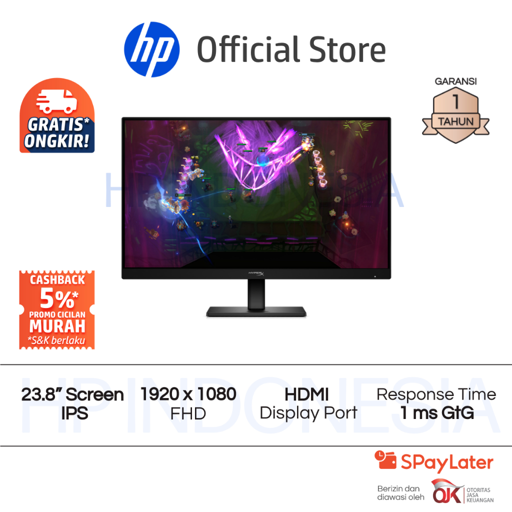 HyperX OMEN Gaming Monitor 24 G2 FHD 23.8 Inch 1920 x 1080 180Hz 1ms GtG HDMI Display Port Garansi 1 Tahun Promo Murah Gratis Ongkir Official