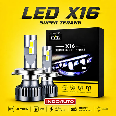 Lampu LED Mobil X16 Super Terang 65W 2Pcs