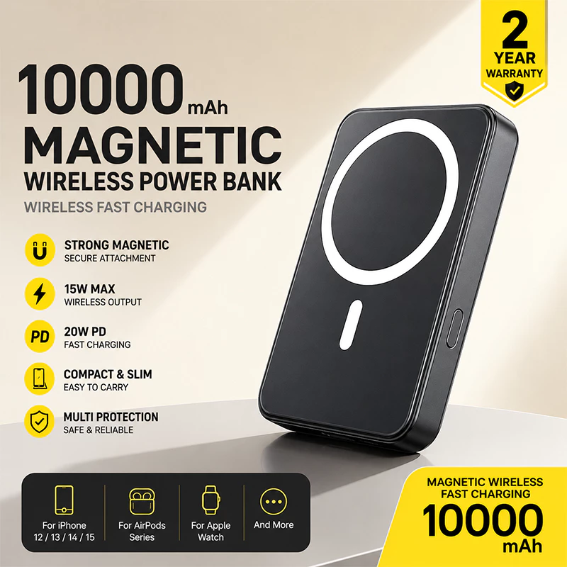 LENTIVEN Powerbank Wireless 10000Mah Mini Fast Charging Magsafe Magnetic 20W For Iphone Garansi 1 Tahun WXX27