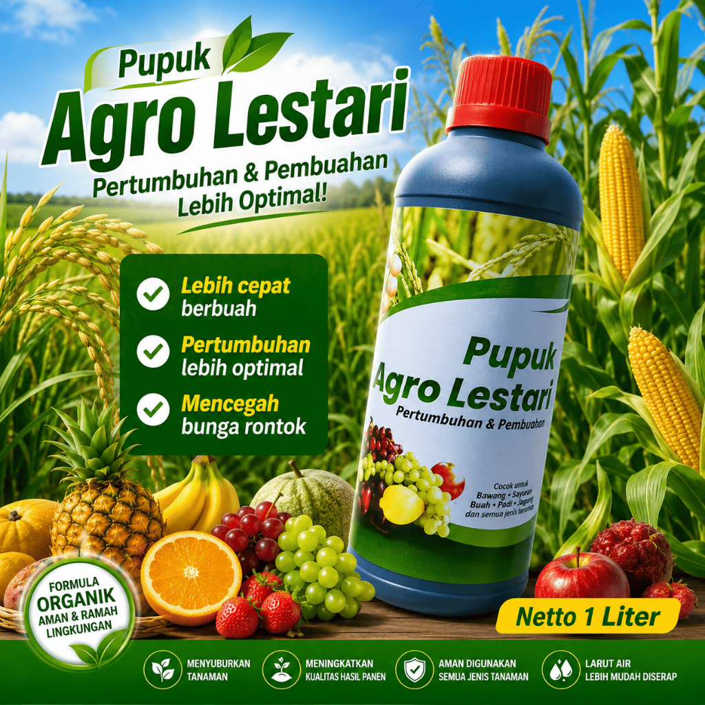 Pupuk Agro Lestari Biru Premium Untuk Tanaman Buah Agar Lebat 1 Liter
