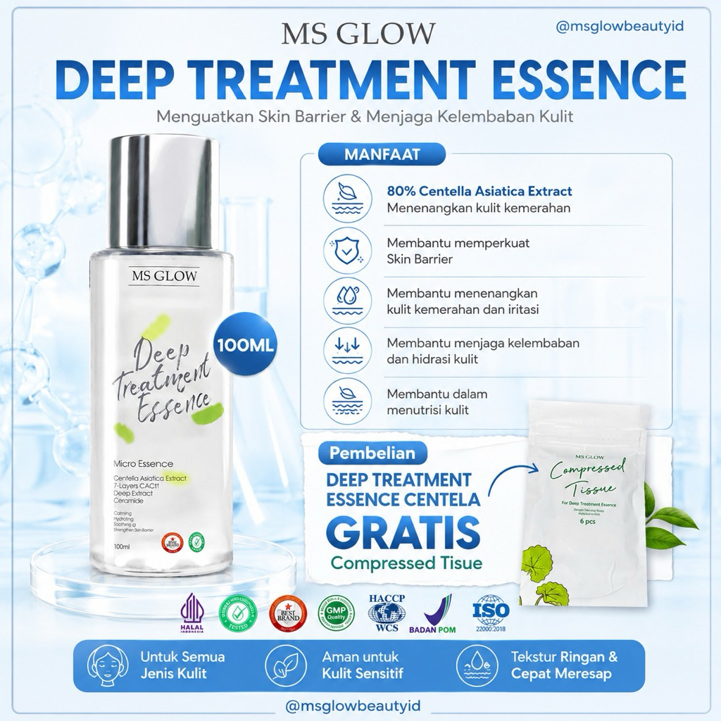 MS GLOW -  CENTELLA DEEP TREATMENT ESSENCE + COMPRESSED TISU EXP 7/2027  -  100 ML