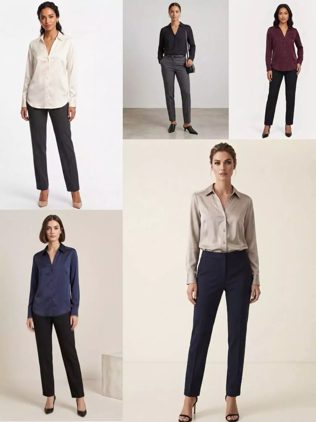 Blouse Lengan Panjang Wanita Bahan Satin HM Women's V-Neck Blouse - 2424