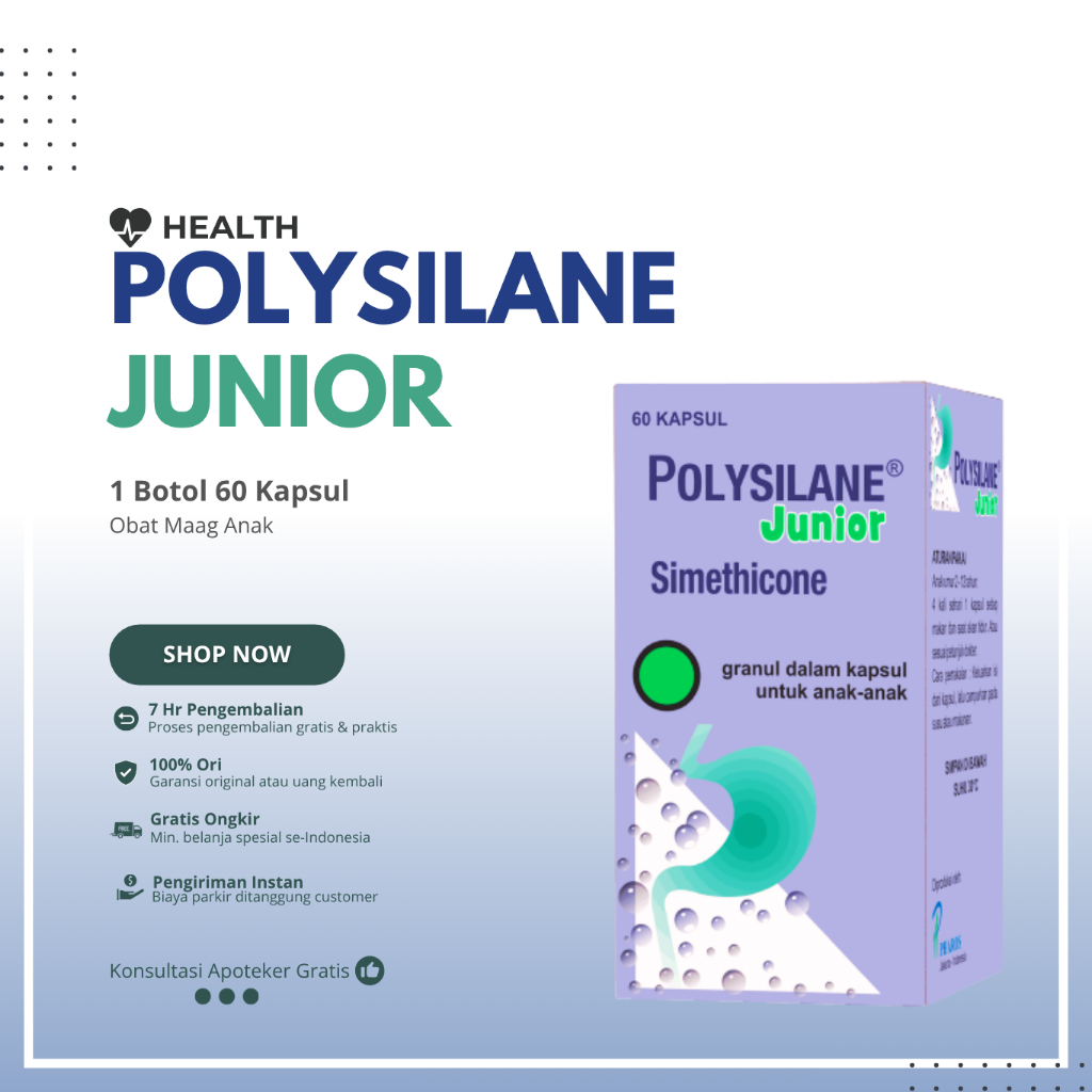 Jual Polysilane Junior - 1 Box isi 60 Kapsul - Obat Kembung Anak dan ...