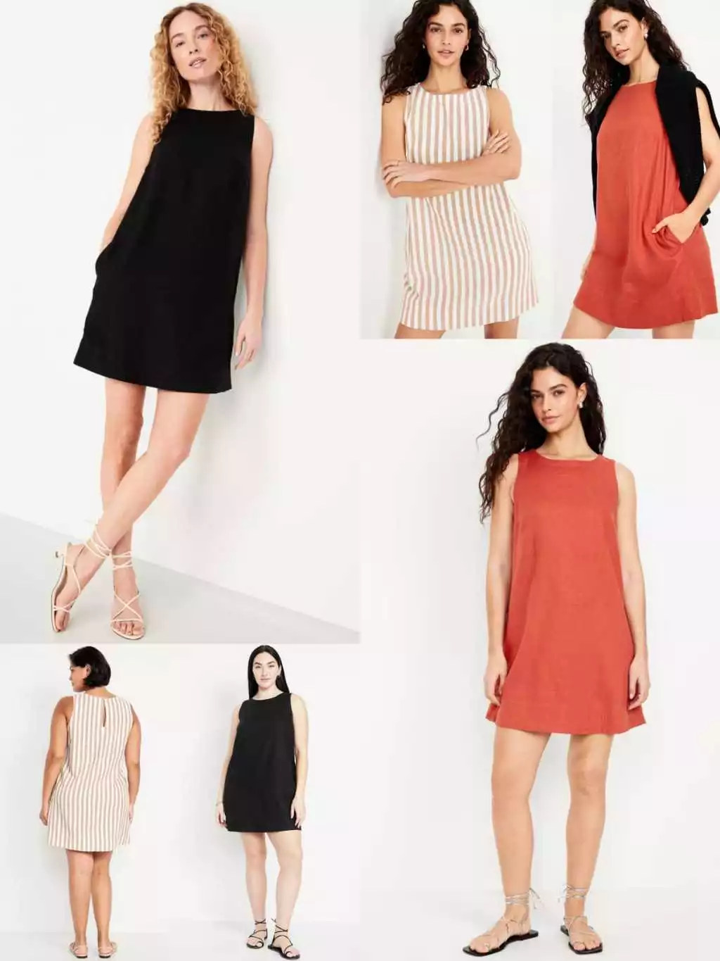 Dress Wanita Bahan Linen OLN Sleeveless Linen-Blend Shift Dress - 2708