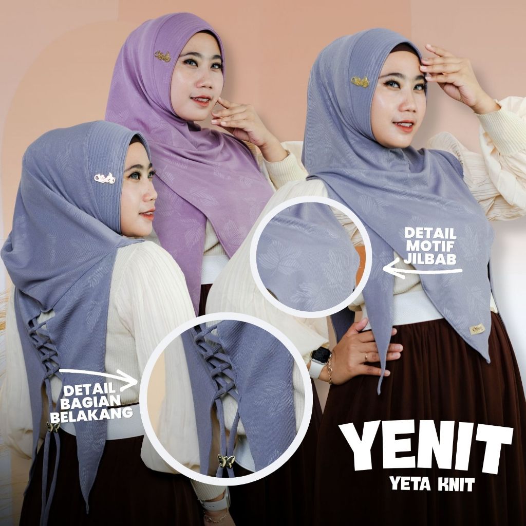OLIEVE HIJABS ll YETA Hijab Instan Motif Bahan Nyaman Jersey Tali Kerudung Instan Variasi Tali Soft Pad Malay Jilbab Hudy OOTD Muslim  Nyaman Layer Anti Terawang Busa Cantik Pita Panjang Bergo Sporty