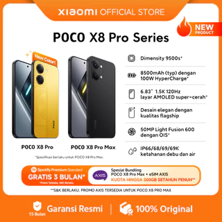 POCO X8 Pro Series | POCO X8 Pro Max (12GB/512GB)  (12GB+256GB) | POCO X8 Pro (12GB+512GB) (8GB+512GB) (8GB+256GB) | Dimensity 9500s* | 8500mAh (typ) battery dengan 100W HyperCharge* | HP Gaming [Xiaomi Official Store]