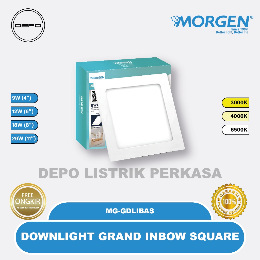Jual Lampu Downlight Inbow Led Downlight Morgen Grand Inbow Kotak 9W ...