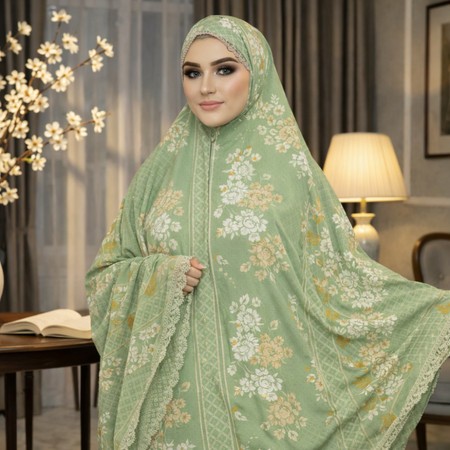 Alita Mukena Dewasa 2 In 1 Jumbo Renda Premium Sutra Velvet & Katun - foto 5