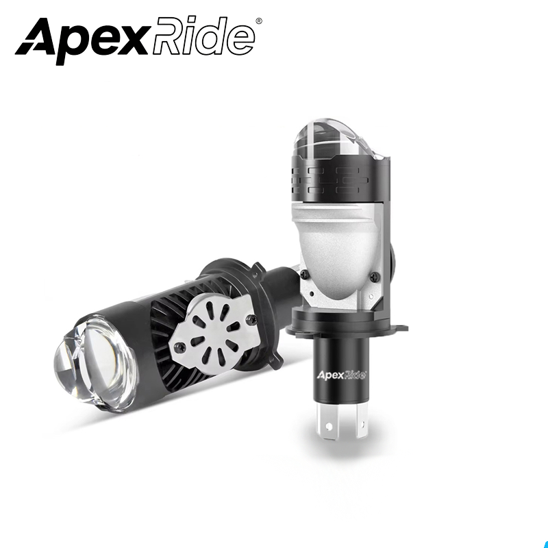 APEXRIDE Lampu Depan Mobil Lampu Led Motor Projector Lampu Utama H4 LASER CUT OFF FLAT 60W DC9-24V Kipas Pendingin Full Aluminium
