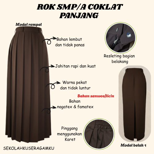 Jual ROK PRAMUKA SMP MODEL REMPEL BAHAN SANWOS(LICIN) | Shopee Indonesia