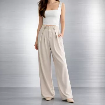 Celana Kulot Wanita High Waist Premium Hitam Kerja Kantor Formal Casual Bahan Tebal Jatuh Elegan