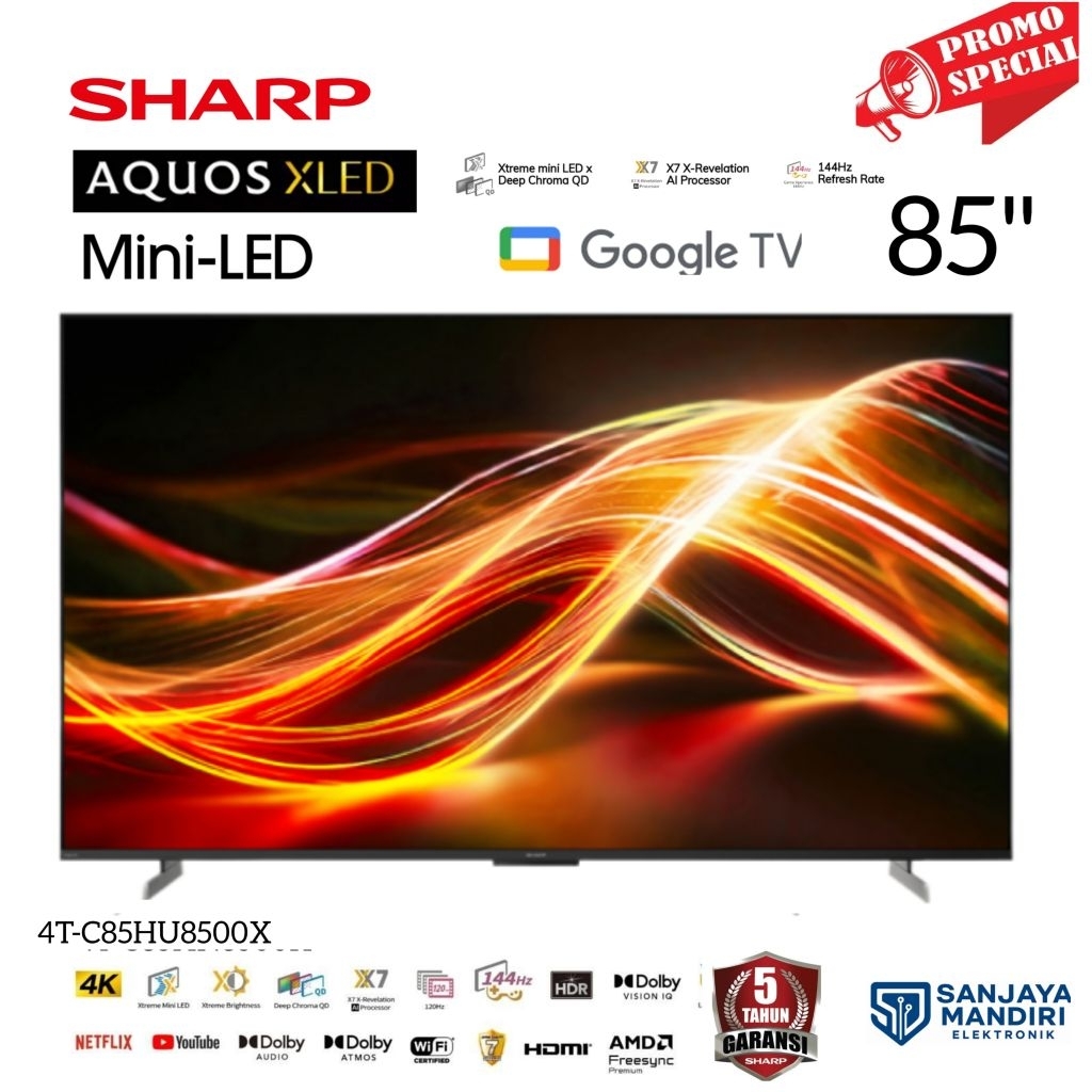 Jual SHARP Aquos Mini LED XLED 4K Google TV 85 Inch - 4T-C85HU8500X ...