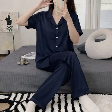 Setelan Piyama CP Baju Tidur DEWASA Bahan SATIN VELVET Lengan Pendek Piyama WANITA Model List