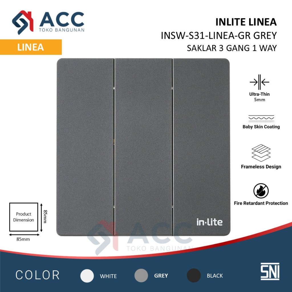 Jual INLITE LINEA GREY SAKLAR STOP KONTAK LISTRIK WARNA ABU ABU ...