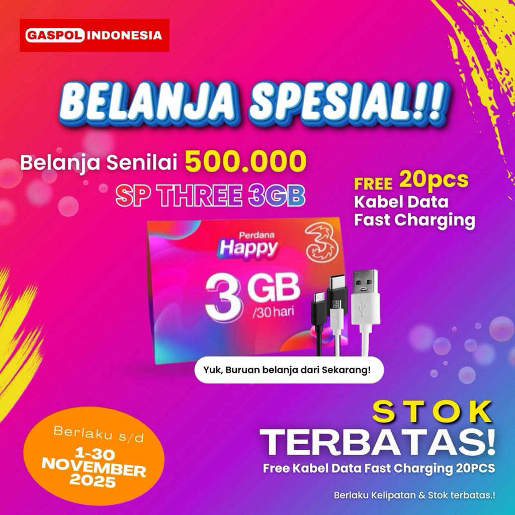 Jual Perdana TRI Internet 3GB (Jateng-Jatim-Balnus) | Shopee Indonesia