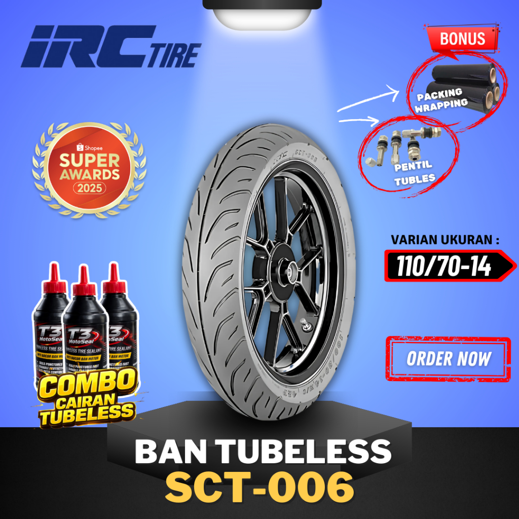 Jual [READY COD] BAN IRC SCT006 110/70-14 RING 14 / BAN TUBELESS IRC ...