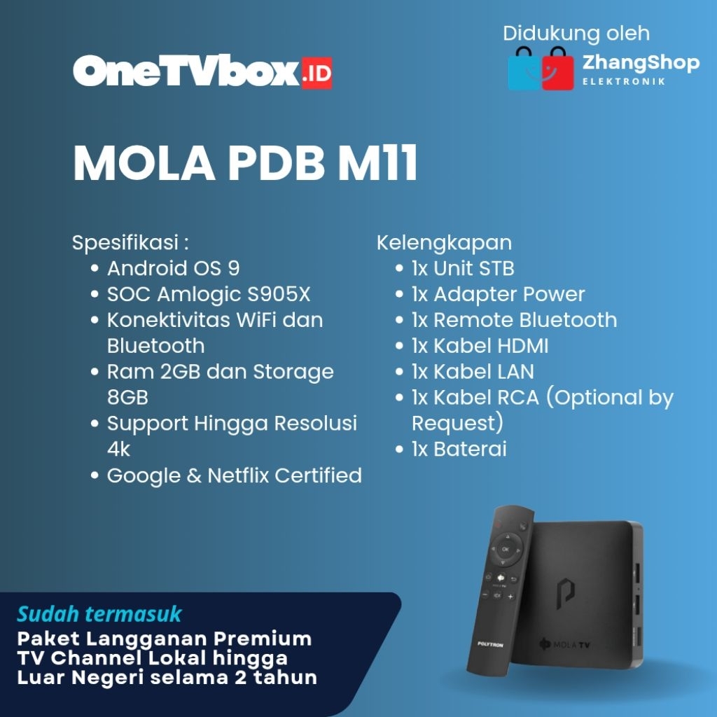 Jual STB Polytron Mola PDB M11 Ram 2GB Storage 8GB Android TV Box Root ...