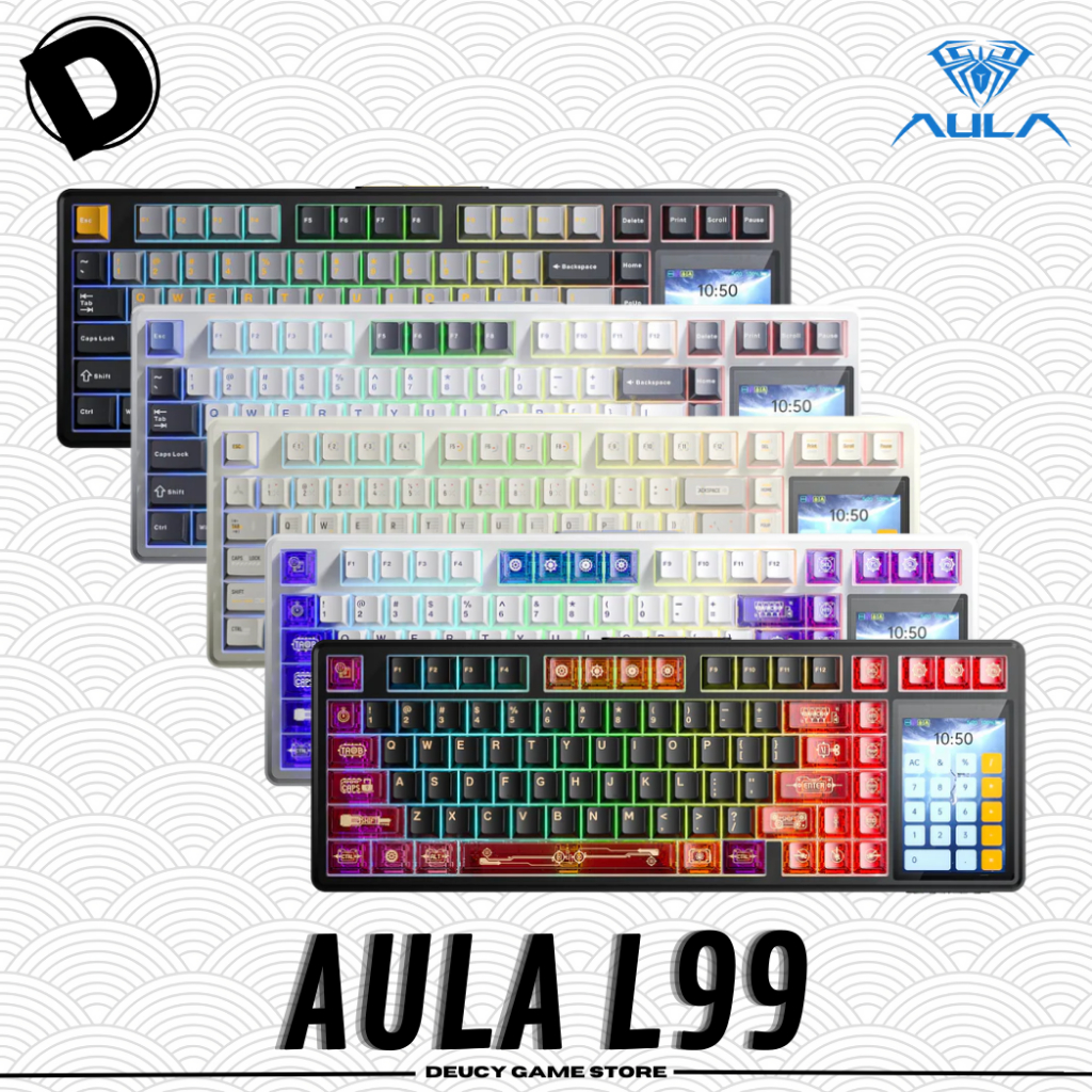 Jual AULA L99 Full Size Gasket Mechanical Keyboard With LED Screen ...