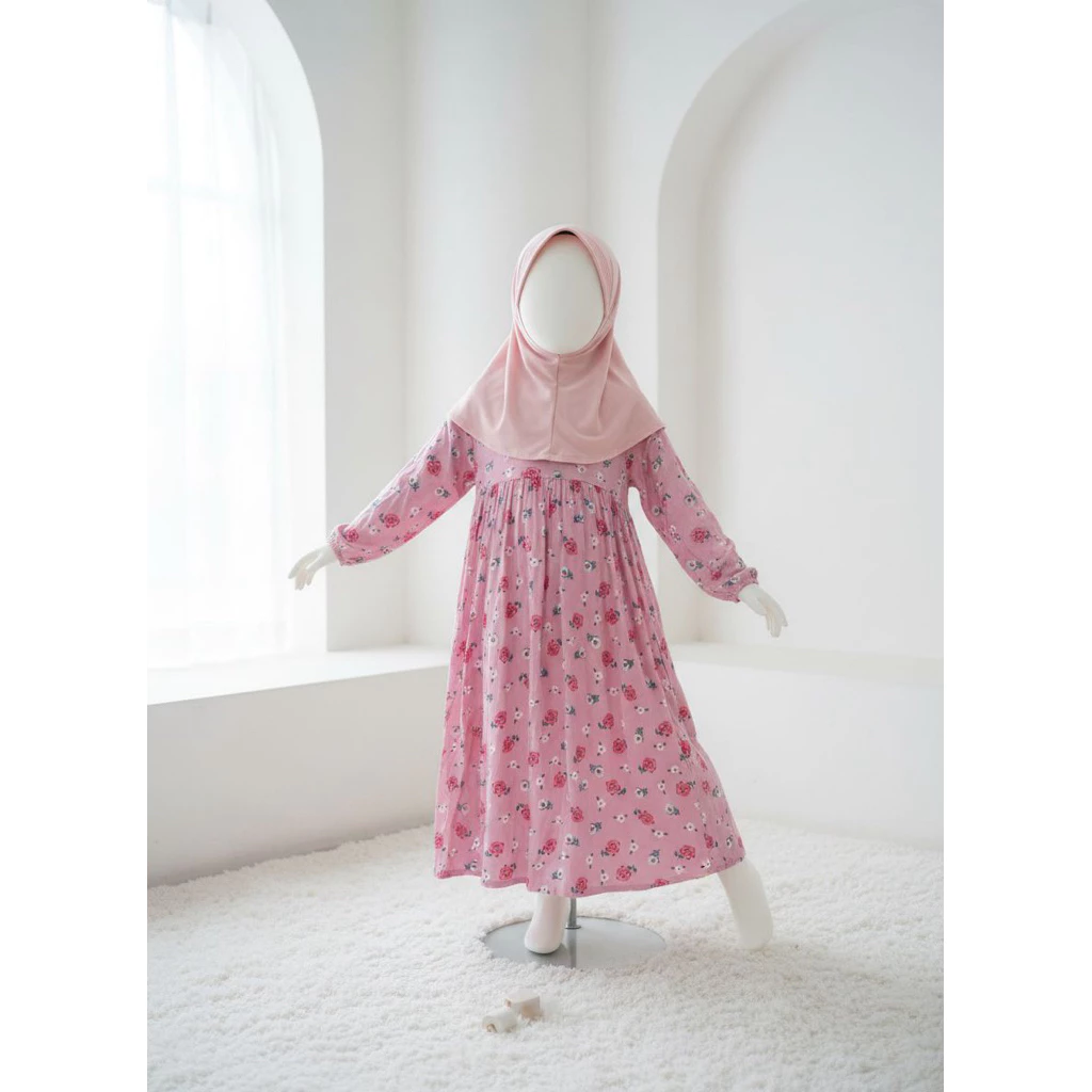 Gamis Katun Bunga Anak Perempuan 1-7 Tahun S-3XL