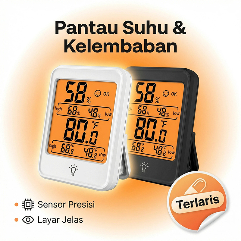 Jual Termometer & Higrometer Digital Rumah Akurasi Tinggi, Layar HD ...