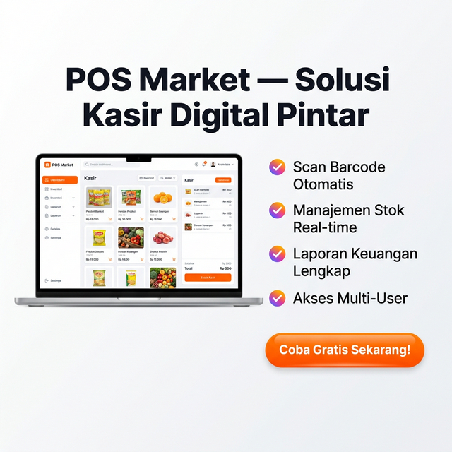Aplikasi Supermarket POS Kasir + InVentori + Keuangan + Bisa Multi Cabang