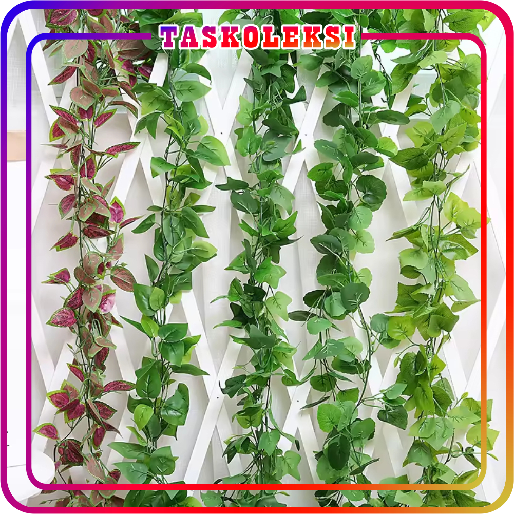 TK - 1,5M Daun Rambat Besar Anggur Sulur Warna Hijau Muda Plastik Juntai Wisteria Tanaman Dekorasi Lamaran R352