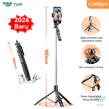 TNW L16 Tongsis Tripod Selfie Stick Bluetooth Remote Tripod Tongsis 360° Rotasi 1 4 Adaptor