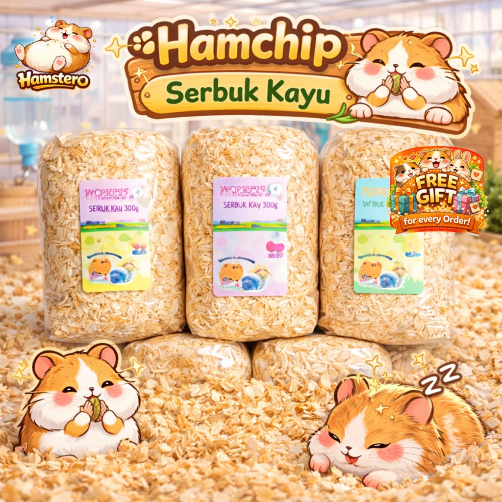 Hamchip Serbuk Kayu Hamster 300g Bedding Alas Kandang Wangi Buah  - Serbuk Kayu Lembut & Bebas Debu