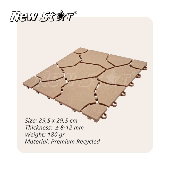 Alas Taman Estetik motif batu alam. Lantai Modular PVC Anti Slip. Alas WC Kamar mandi. Alas Serbaguna