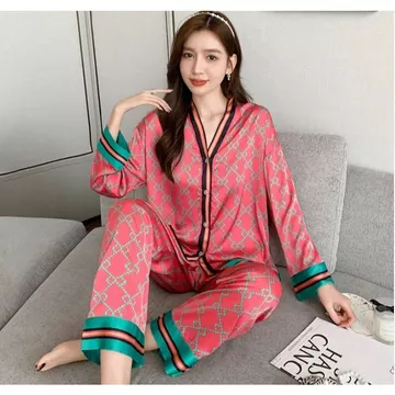 LL3 Setelan Baju Tidur Piyama Wanita Dewasa Satin Premium Lengan Panjang Celana Panjang