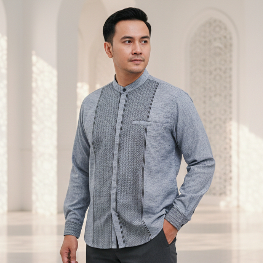 Baju Kemeja Koko Pria Premium Slimfit Lengan Panjang Katun Madina